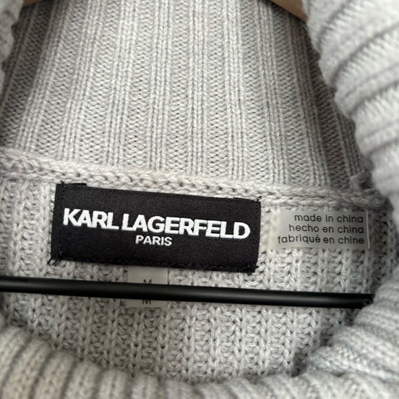 Karl Lagerfield Paris Color Blocked Cowl Neck Sweater Monochrome Size Medium - Picture 5 of 7